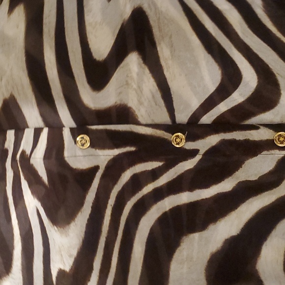 Michael Kors women's large brown & white zebra print long sleeve button down - Picture 2 of 6